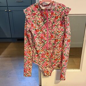 Mini Boden Floral Rashguard Swimsuit